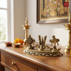 Vaishnava Symbols (Shankha , Tilak & Chakra) - 4cm| Golden Finish | Spiritual Use for Home, Temple & Car Dashboard Decor
