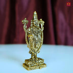 Brass Shree Venkateshwara Ji Idol - 7.5cm | Golden Finish | Spritual use for Home, Temple & Car Dashboard Decor