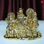 Brass Shiv Parivar Idol - 6.5cm | Golden Finish | Spiritual Idol for Temple & Home Decor