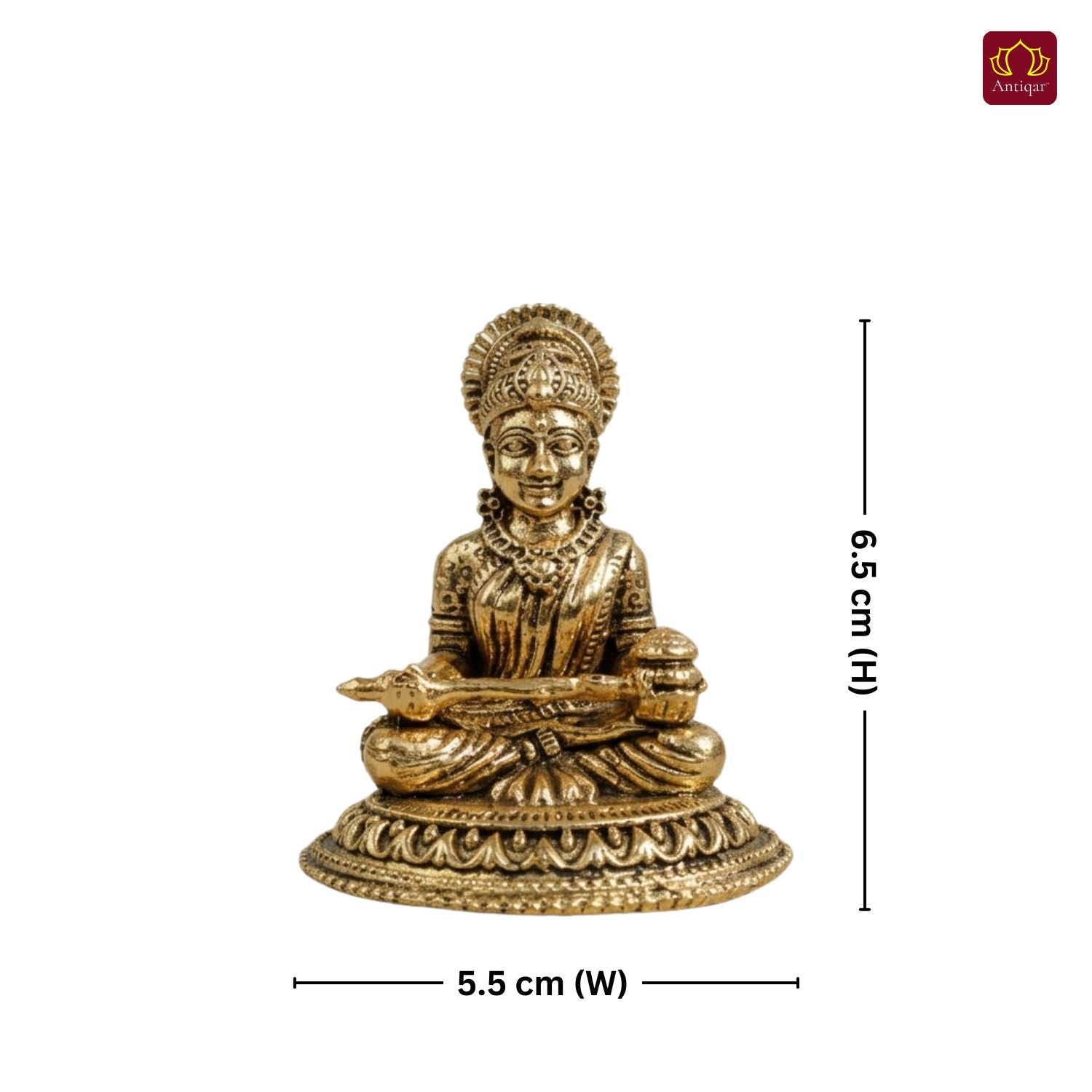 Brass Annapurna Devi Idol - 6.5cm | Golden Finish | Spiritual Idol for Temple & Home Decor