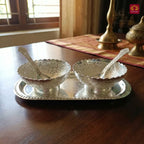 Royal Dry Fruit & Paan Dan Serving Set | Silver Plated | Red Velvet Box | Set of 5 | Handcrafted Artistry | Festive & Decorative Showpiece