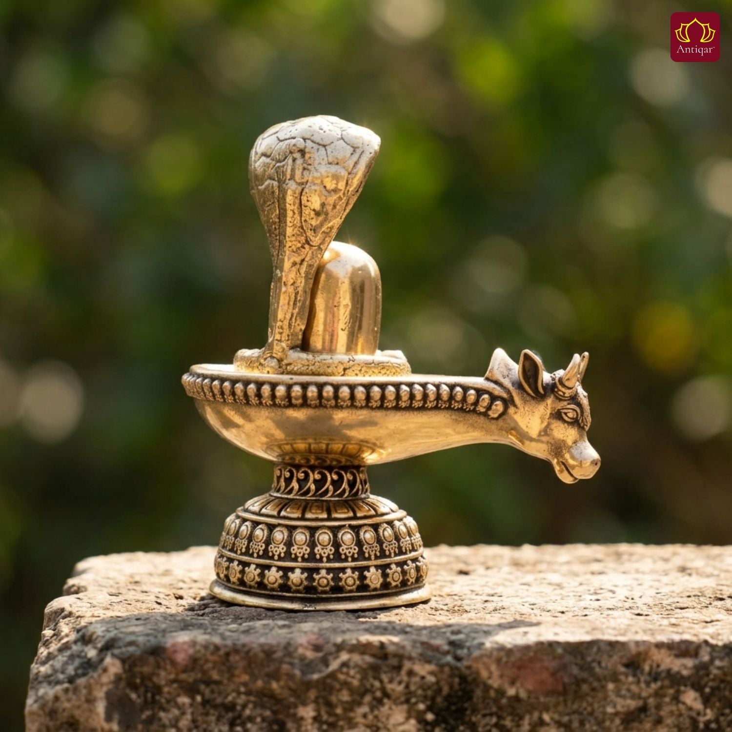 Brass Shivling with Detachable Sheshnaag – 6cm | Golden Finish | Spiritual Idol for Temple & Home Decor