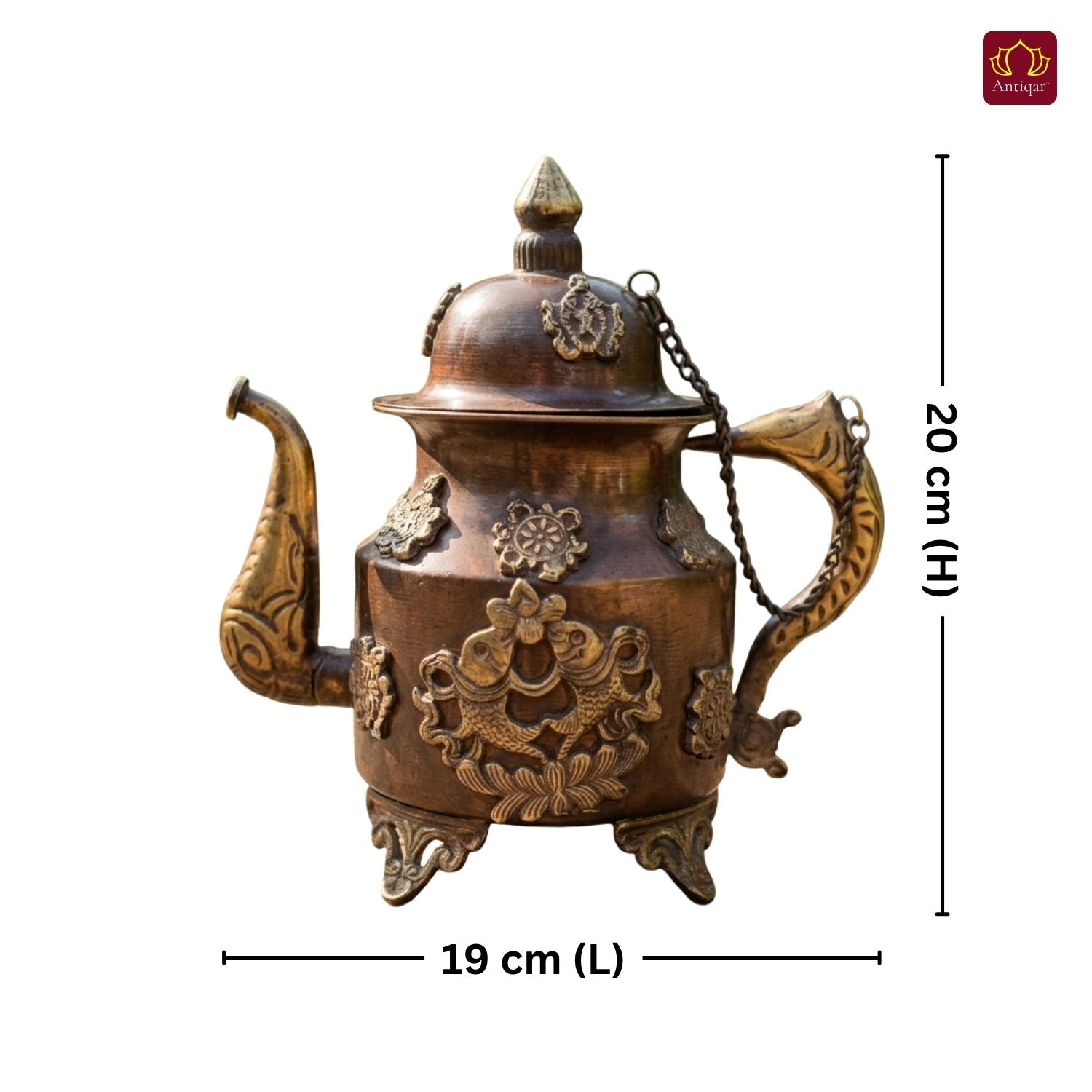 Tibetan Copper Tea & Coffe Kettle - 20cm | Antique Brown Finish |Traditional used for Serving Butter Tea & Spiritual Home Decor