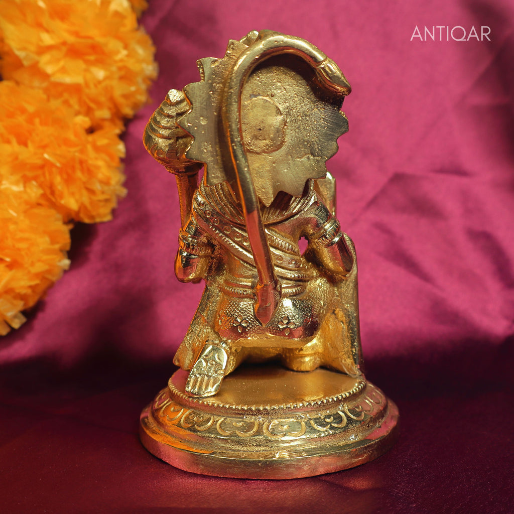 Brass Hanuman Ji Idol – 12 cm | Handcrafted Spiritual Idol for Temple, Home & Car Dashboard Decor