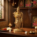 Brass Meenakshi Deviji Idol -8cm | Golden Finish | Spritual use for Home, Temple & Car Dashboard Decor