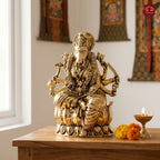 Brass Varahi Mata Idol - 5cm | Golden Finish | Spritual use for Home, Temple & Car dashboard Decor