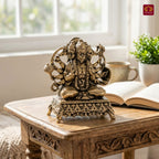 Brass Panchmukhi Hanuman Idol -5cm | Golden Finish | Spritual use for Home, Temple & Car Dashboard Decor