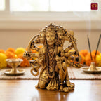 Brass Panchmukhi Hanuman Idol - 8cm | Antique Golden Finish | Spiritual Idol for Temple & Home Decor