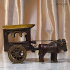 Brass Designer Roof Bullock Cart Golden Showpiece -7.5 | Antique Brown Finish | Handicraft Decorative Showpiece for Home, Table & Office Decor