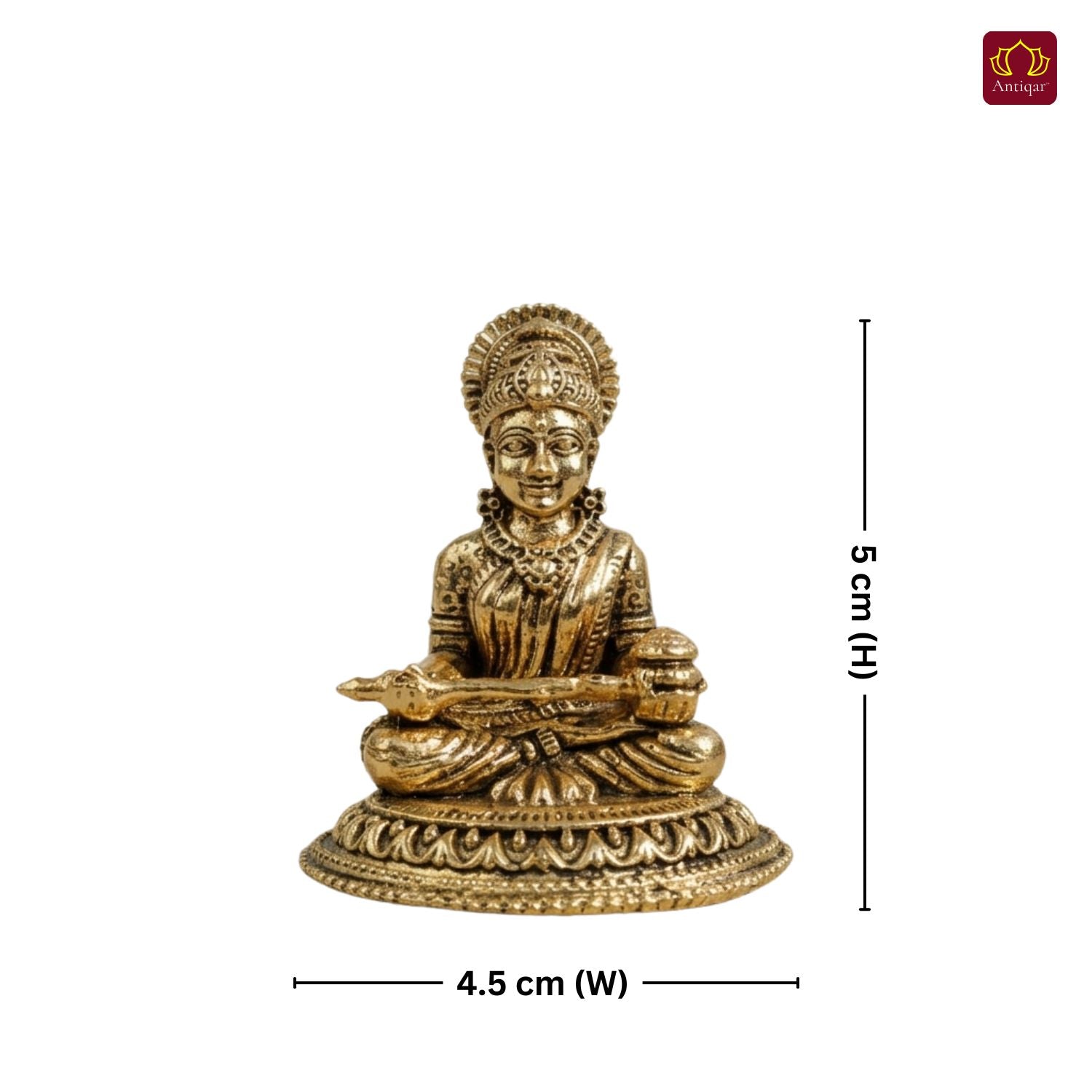 Brass Annapurna Devi Idol - 5cm | Golden Finish | Spiritual Idol for Temple & Home Decor