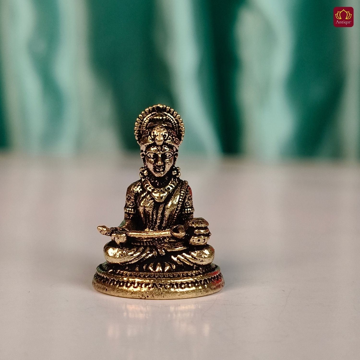Brass  Miniature Annapurna Devi Idol - 2.5cm | Antique Finish | Spiritual Idol for Temple & Home Decor