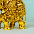 Brass Maharaja Elephant Decorative Showpiece - 13cm | Antique Showpiece Collectible | Handcrafted for Home & Office Decor