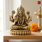 Brass Narsimha Ji Idol - 5cm  | Golden Finish | Spiritual Idol for Home, Office, Workshop, Temple & Car Dashboard Decor