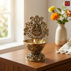 Brass Diya Laxmi Design - 10cm | Antique Finish | Spritual use for Pooja, Temple & Festival Decor