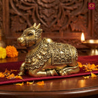 Brass Nandi Figurine - 6cm | Antique Finish | Spritual use for Home, Temple & Car Dashboard Decor