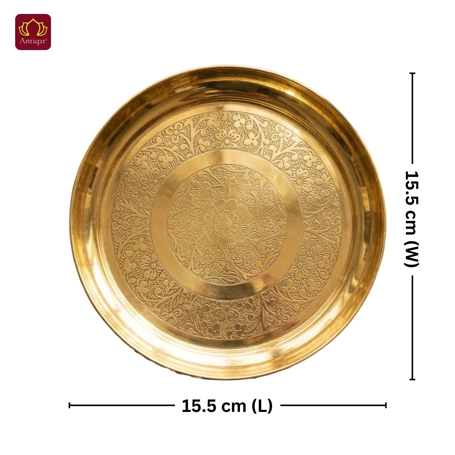 Brass Etching Design Plate - 2cm | Serve Main Course items in Lunch & Dinner | Antique Golden Finish | Traditional Mughlai Style use for serving in Kitchen, Festivals and Restaurents