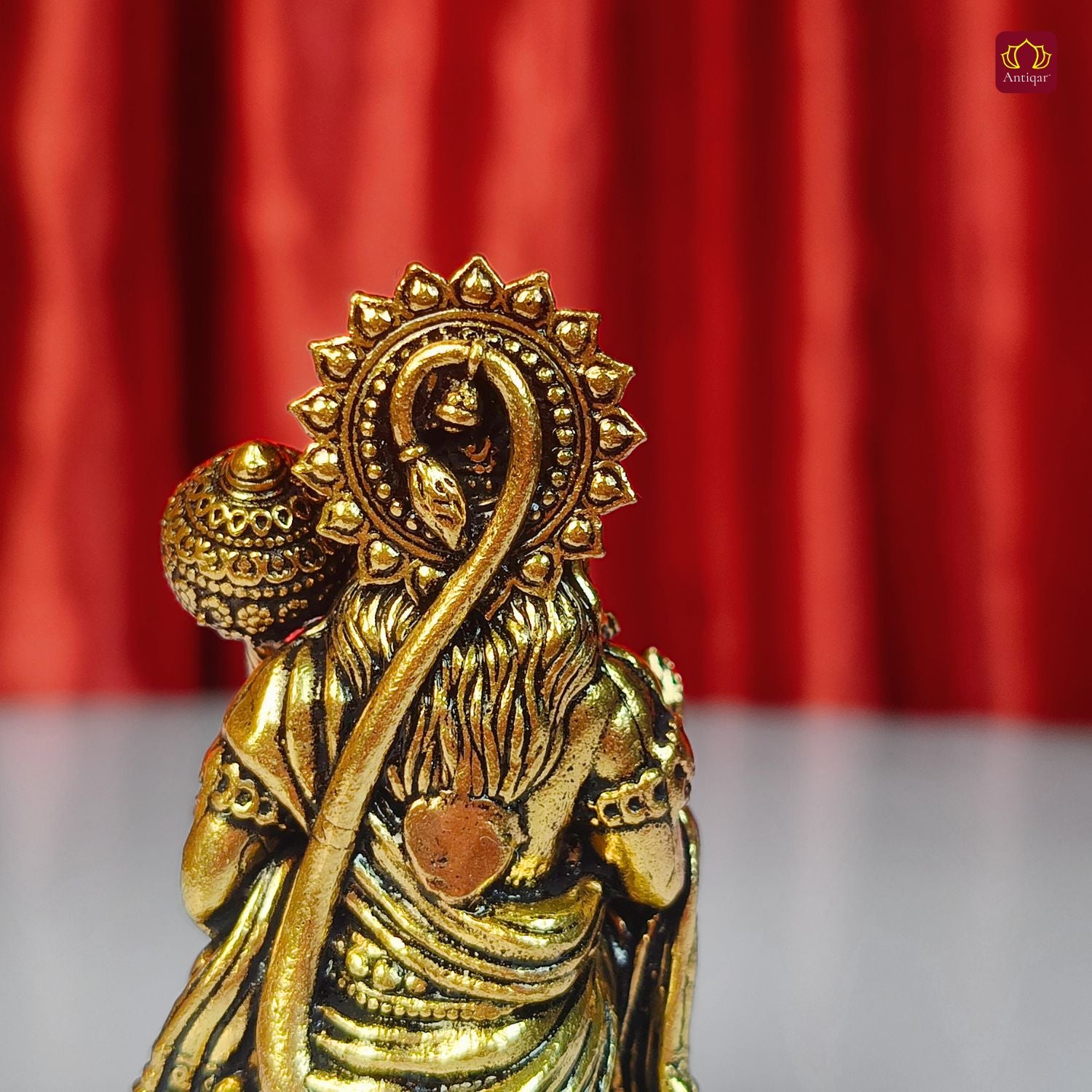 Brass Vintage Base Sitting Hanuman Ji Idol – 6cm | Antique Finish | Spiritual Idol for Temple, Home & Car Dashboard Decor
