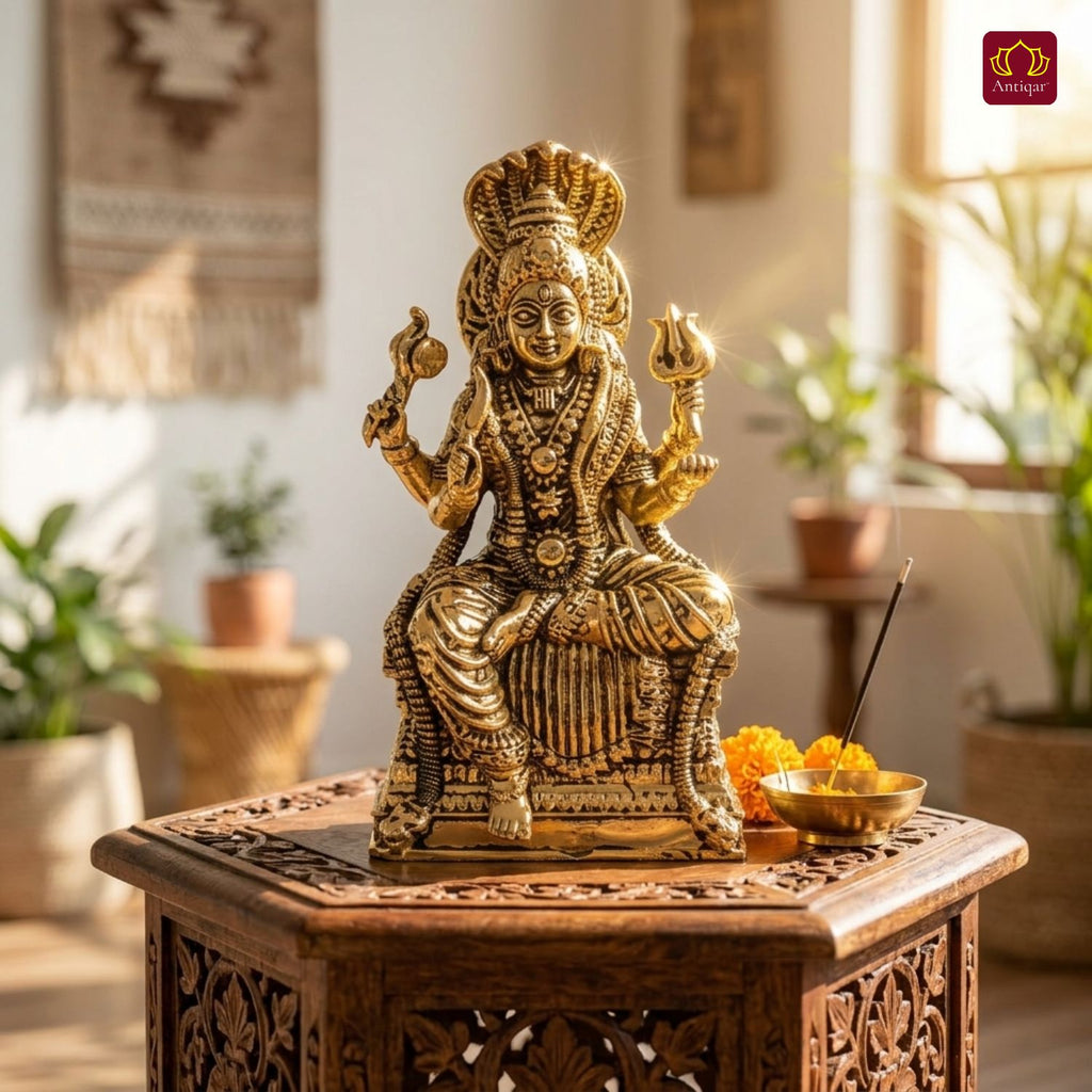 Brass Kurmuri Mariamman Idol – 6 cm | Golden Finish | Spiritual Use for Home, Temple & Car Dashboard Decor