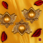 Brass Lotus Diya -2cm | Antique Golden Finish | Handcrafted for Pooja Temple & Festival Decor  (Set of 3)