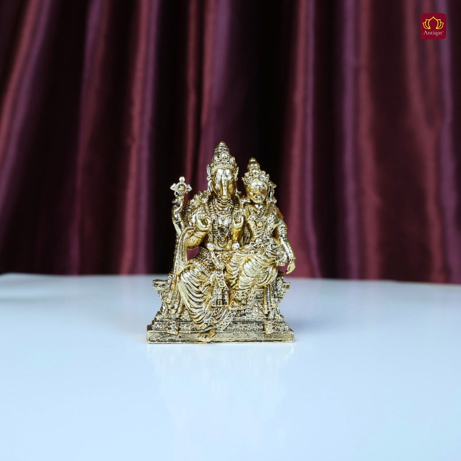 Brass Varah Laxmi Ji Idol – 6.5 cm | Golden Finish | Spiritual Idol for Home, Office, Workshop, Temple & Car Dashboard Decor