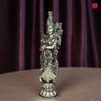 Brass Radha Rani Idol - 15cm | Antique Finish | Handcrafted Artwork | Home & Office Decor | Ideal for Gifting & Spiritual Blessings