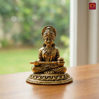 Brass Annapurna Devi Idol - 5cm | Golden Finish | Spiritual Idol for Temple & Home Decor