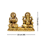 Brass Ganesh Laxmi Idol - 7.5 cm | Antique Finish | Spiritual Idol for Temple & Home Decor (One Set)