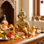 Handcrafted Laddu Gopal Brass Idol - 10cm | Superfine Finish | For Pooja, Temple & Car Dashboard Decor