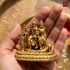 Brass Shiv Parivar Idol - 5cm | Antique Golden Finish | Spiritual Idol for Temple & Home Decor