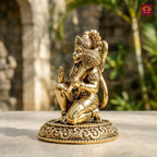 Brass Hanuman Ji Idol -7.5 cm | Golden Finish | Handcrafted Statue for Temple, Home Decor & Car Dashboard