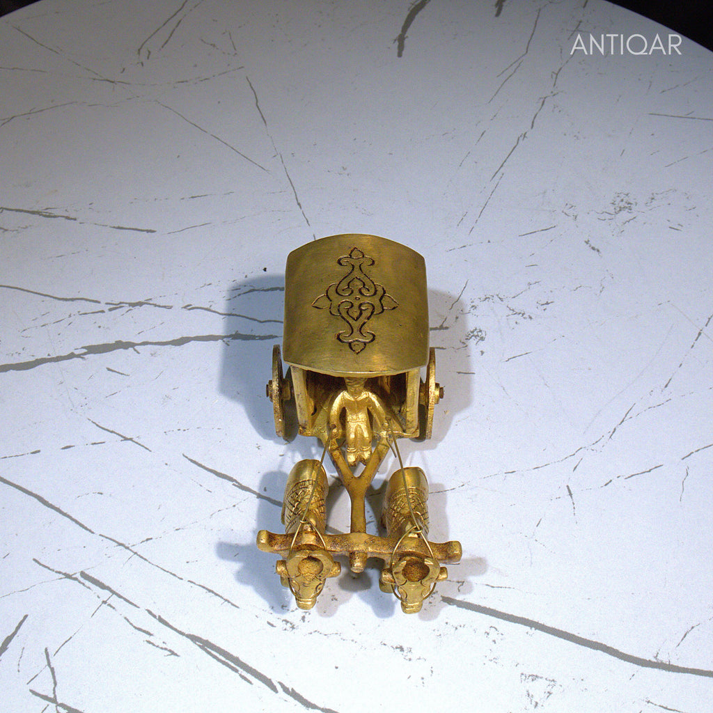 Brass Designer Roof Bullock Cart Golden Showpiece -7.5 cm | Antique Golden Finish | Handicraft Decorative Showpiece for Home, Table & Office Decor