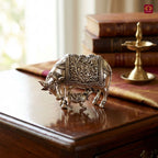 Brass Kamdhenu Cow & Calf Figurine - 5.5cm | Antique Finish | Spritual use for Home, Temple & Dashboard Decor