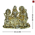 Brass Shiv Parivar Idol - 6.5cm | Golden Finish | Spiritual Idol for Temple & Home Decor
