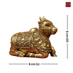 Brass Nandi Figurine - 6cm | Antique Finish | Spritual use for Home, Temple & Car Dashboard Decor