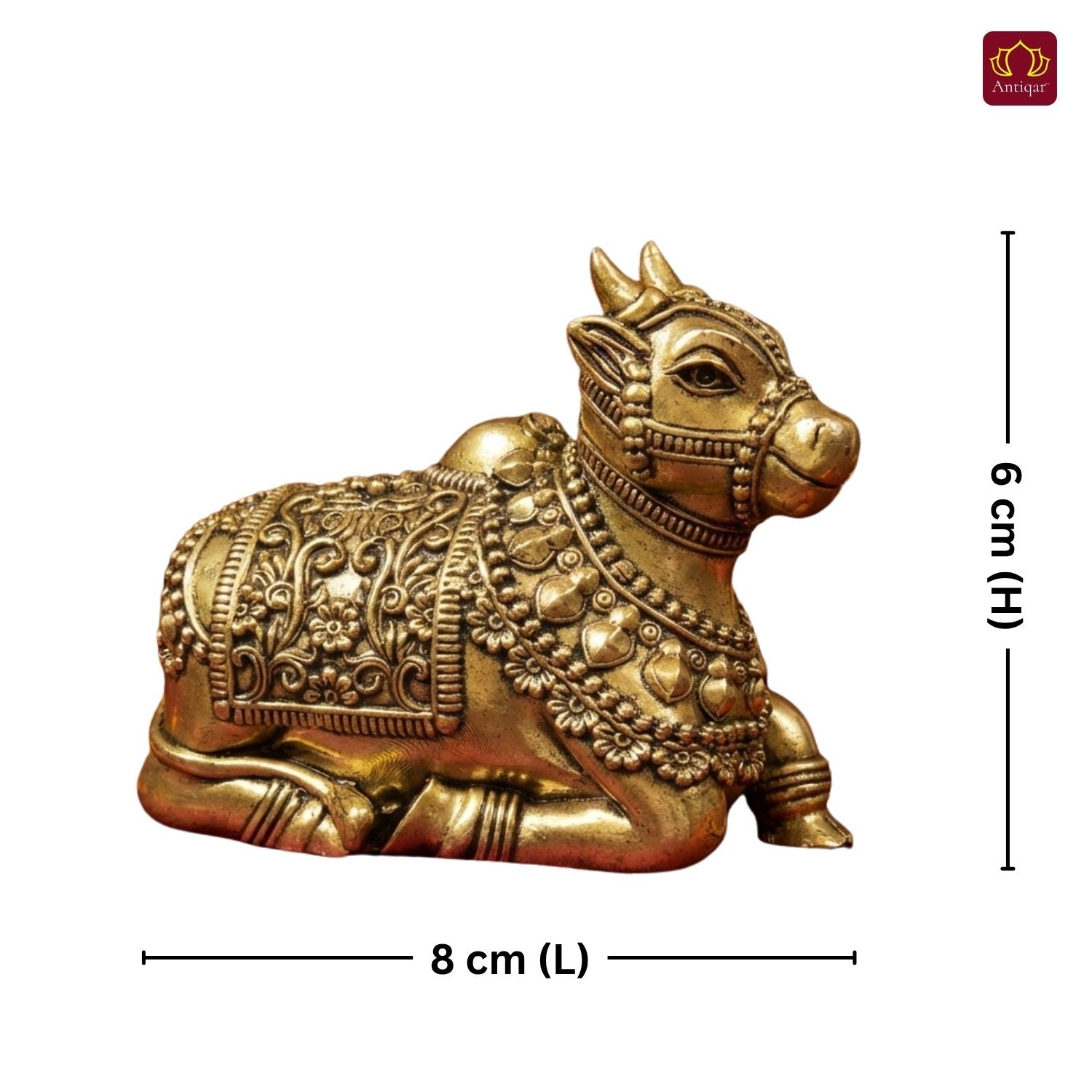 Brass Nandi Figurine - 6cm | Antique Finish | Spritual use for Home, Temple & Car Dashboard Decor