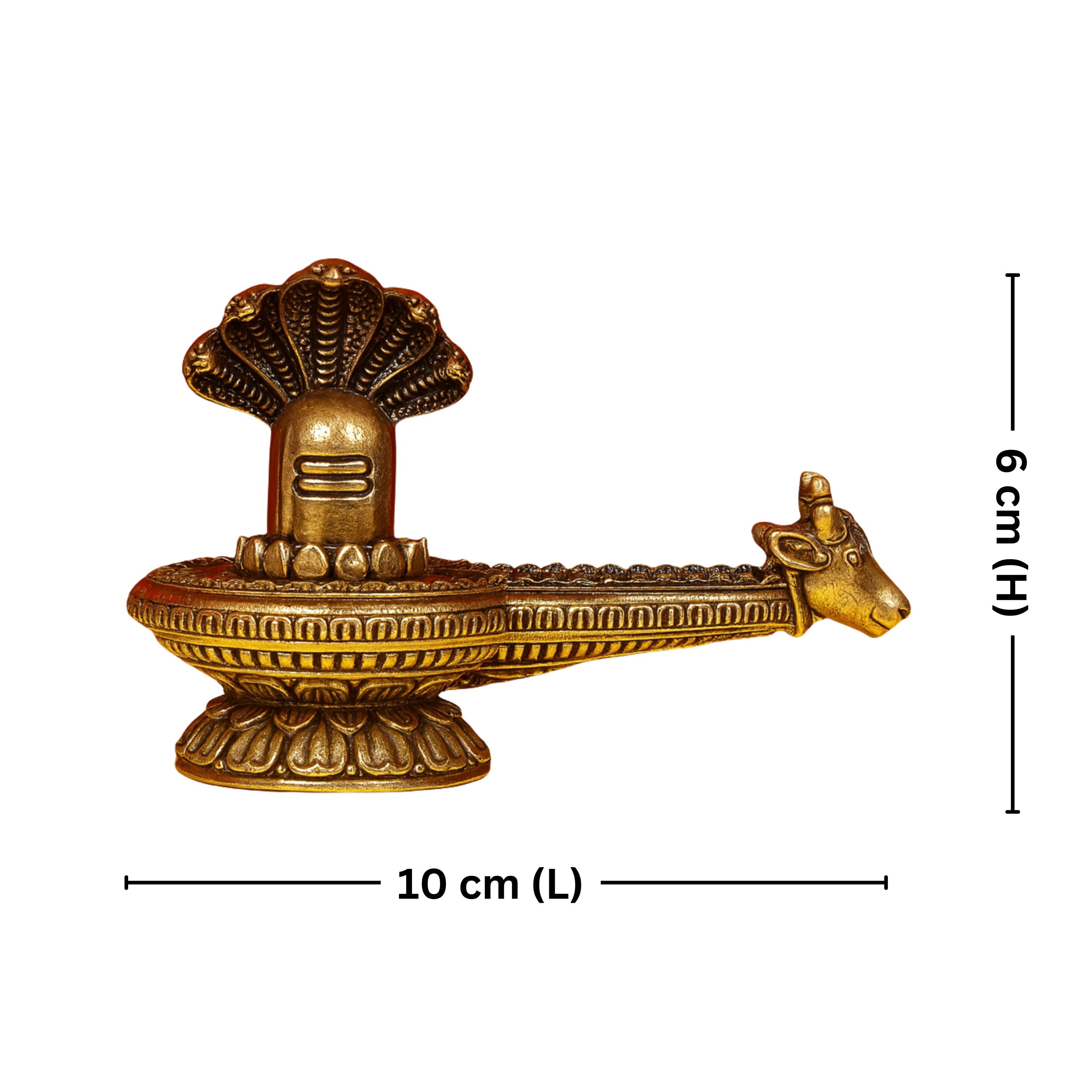 Brass Shivling with Detachable Sheshnaag – 6cm | Antique Finish | Spiritual Idol for Temple & Home Decor