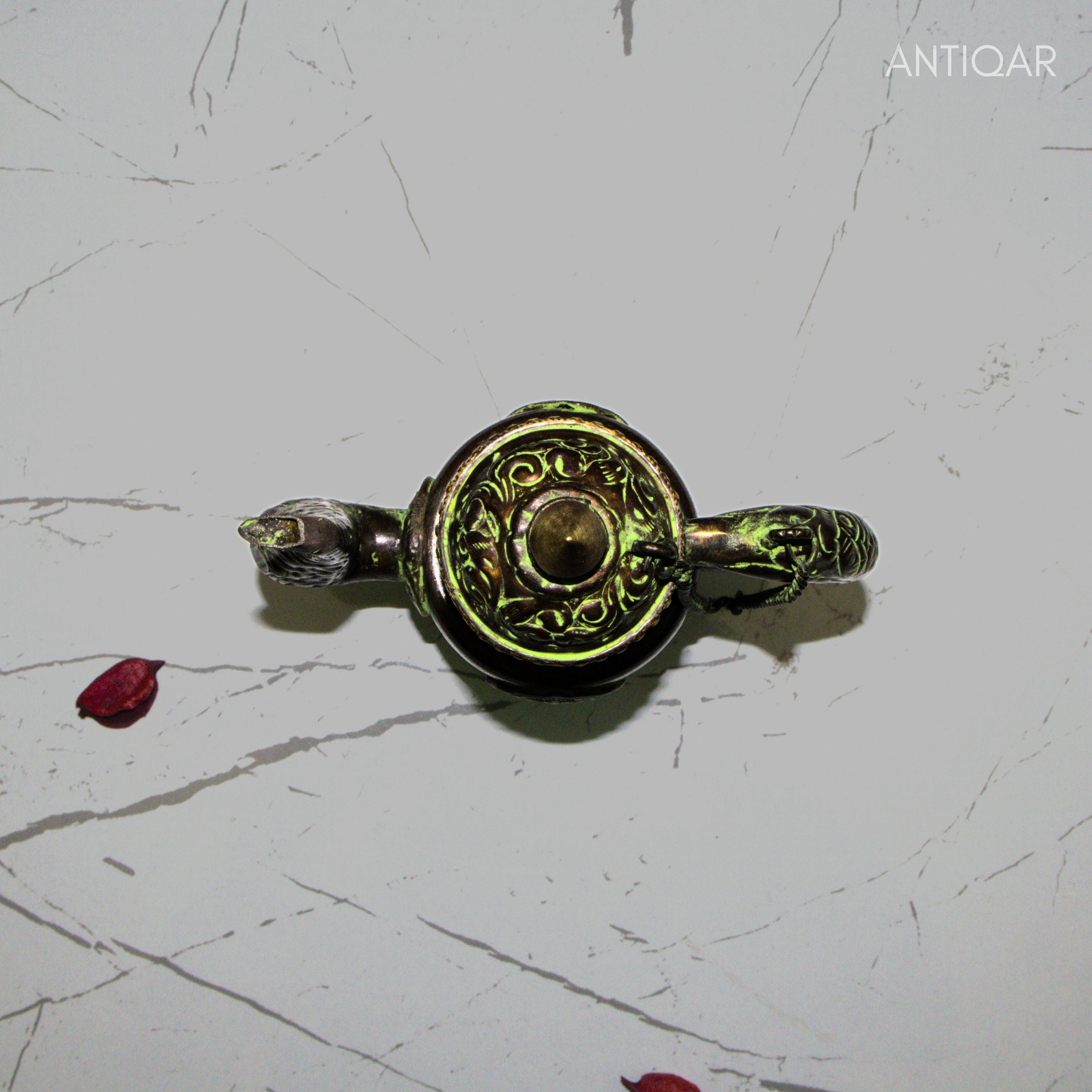 Antique Brass Surai - 20cm | Green Patina Finish |  Vintage Mughlai Style use in Home,Office & Restaurant Decor