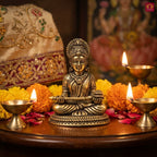 Brass Annapurna Devi Idol - 4cm | Antique Finish | Spiritual Idol for Temple & Home Decor