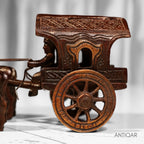 Brass Decorative Jharokha Bullock Cart Showpiece -7cm | Brown Antique Finish | Handicraft Showpiece for Home, Table & Office Decor