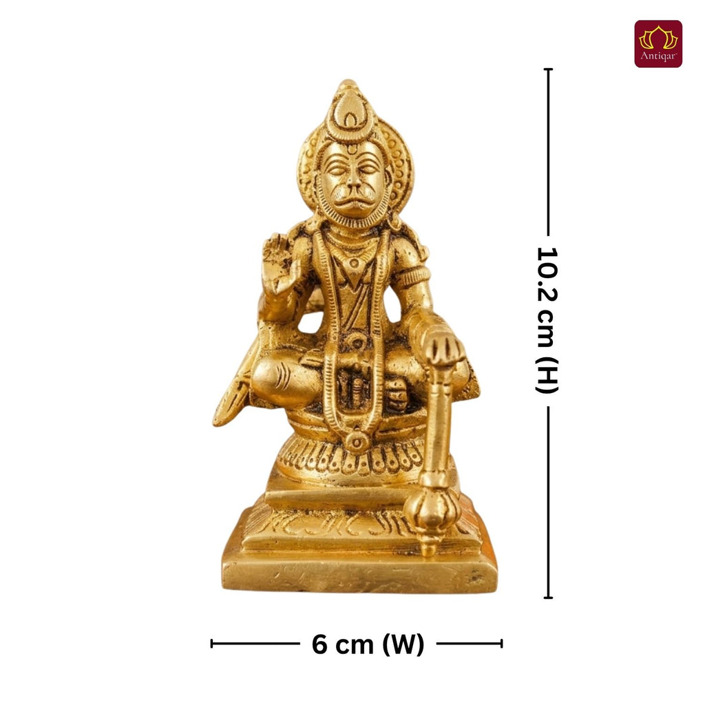 Shree Hanuman Ji Brass Idol | Handcrafted for Worship & Decor | Temple, Office & Vehicle Decor