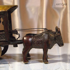 Brass Designer Roof Bullock Cart Golden Showpiece -7.5 | Antique Brown Finish | Handicraft Decorative Showpiece for Home, Table & Office Decor
