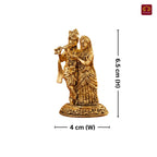 Brass Designer Radhakrishna Idol - 6.5cm | Golden Finish | Spiritual Idol for Temple & Home Decor
