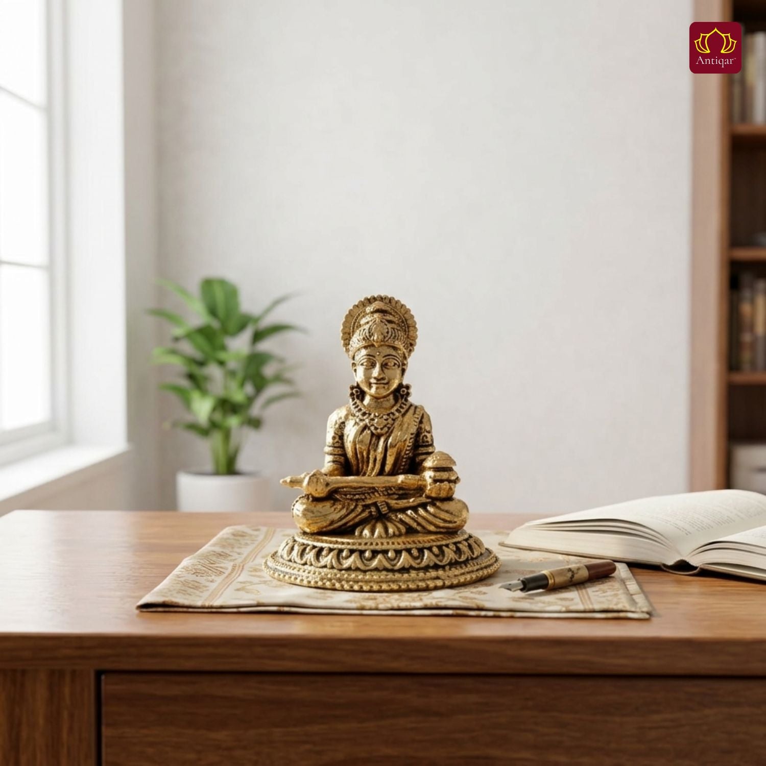 Brass Annapurna Devi Idol - 3.5cm | Golden Finish | Spiritual Idol for Temple & Home Decor