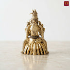 Brass Lalitha Deviji Idol - 8cm | Golden Finish | Religious Idol for Home, Temple & Car Dashboard Decor