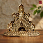 Brass Tirupathi Balaji & Goddess Gajalakshmi with Vaishnava Symbols - 8cm | Golden Finish | Spritual use for Home, Temple & Car dashboard Decor