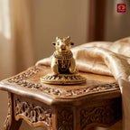 Brass Nandi Figurine - 3.5cm | Antique Golden Finish | Spritual use for Home, Temple & Car Dashboard Decor
