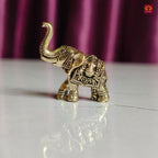 Brass Miniature Elephant Showpiece  - 2.5cm | Antique Finish | Decorative Figurines for Temple, Home & Office