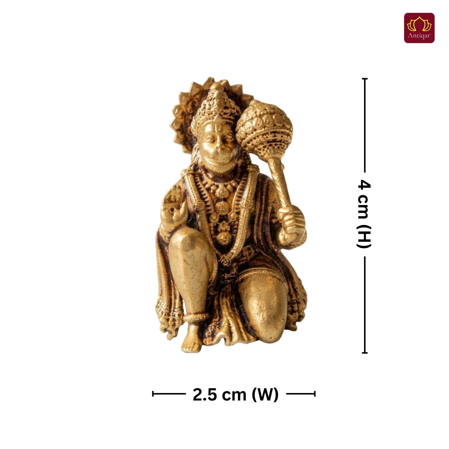 Brass Vintage Base Sitting Hanuman Ji Idol – 5cm | Antique Finish | Spiritual Idol for Temple, Home & Car Dashboard Decor