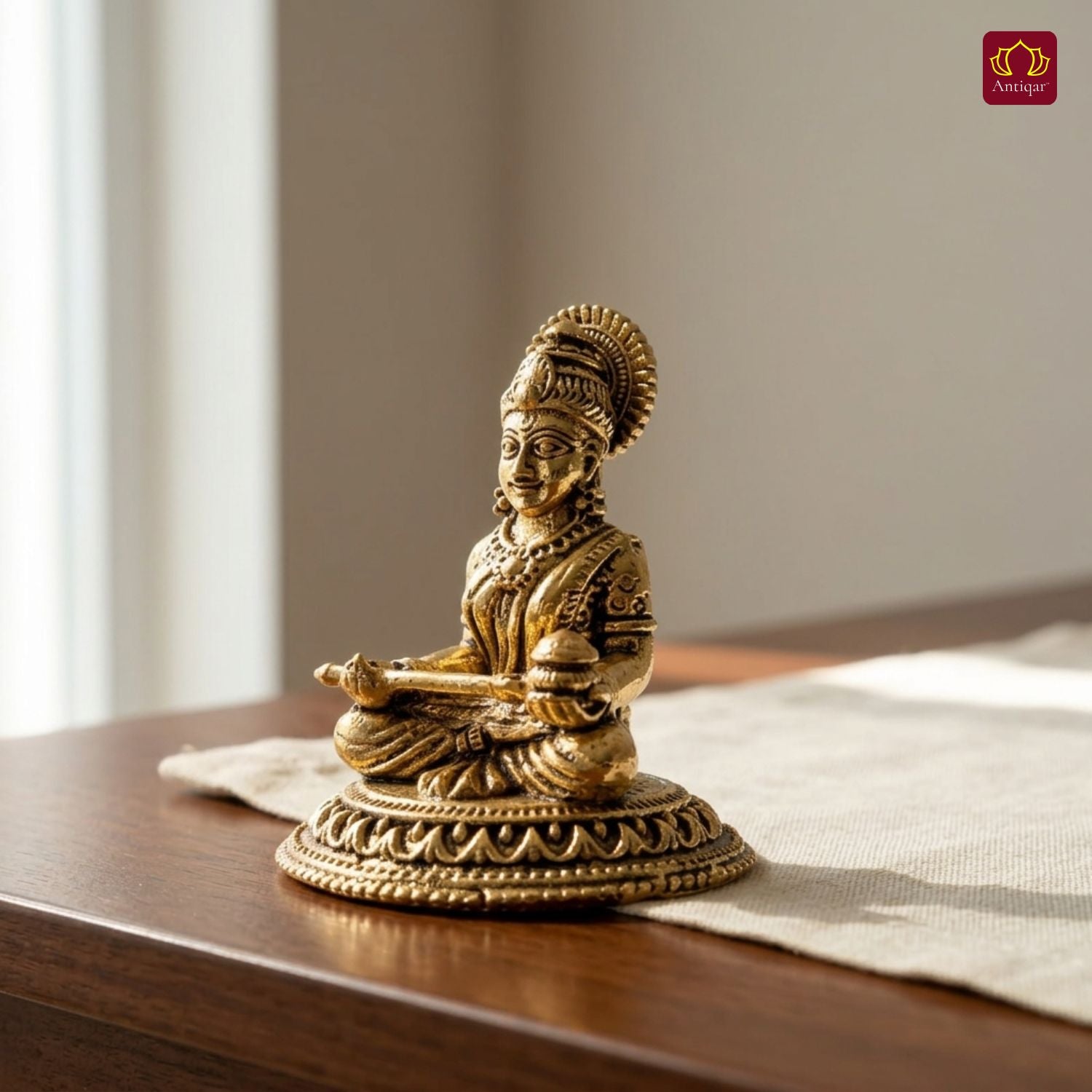 Brass Annapurna Devi Idol - 5cm | Golden Finish | Spiritual Idol for Temple & Home Decor