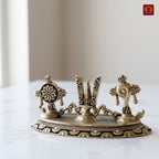 Vaishnava Symbols (Shankha , Tilak & Chakra) - 4cm| Golden Finish | Spiritual Use for Home, Temple & Car Dashboard Decor